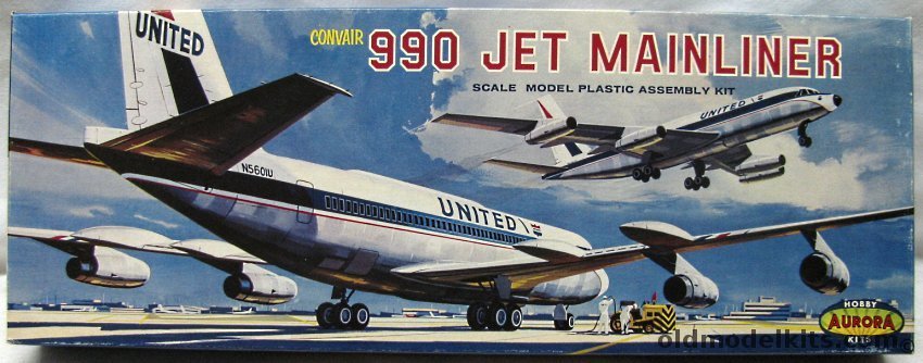 Aurora 1/107 Convair 990 Jet Mainliner United Air Lines, 397-198 plastic model kit